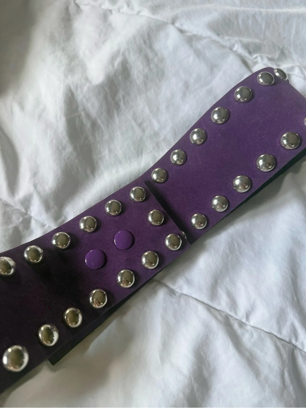 Purple Leather Studded Punk Belt - Women Accessories